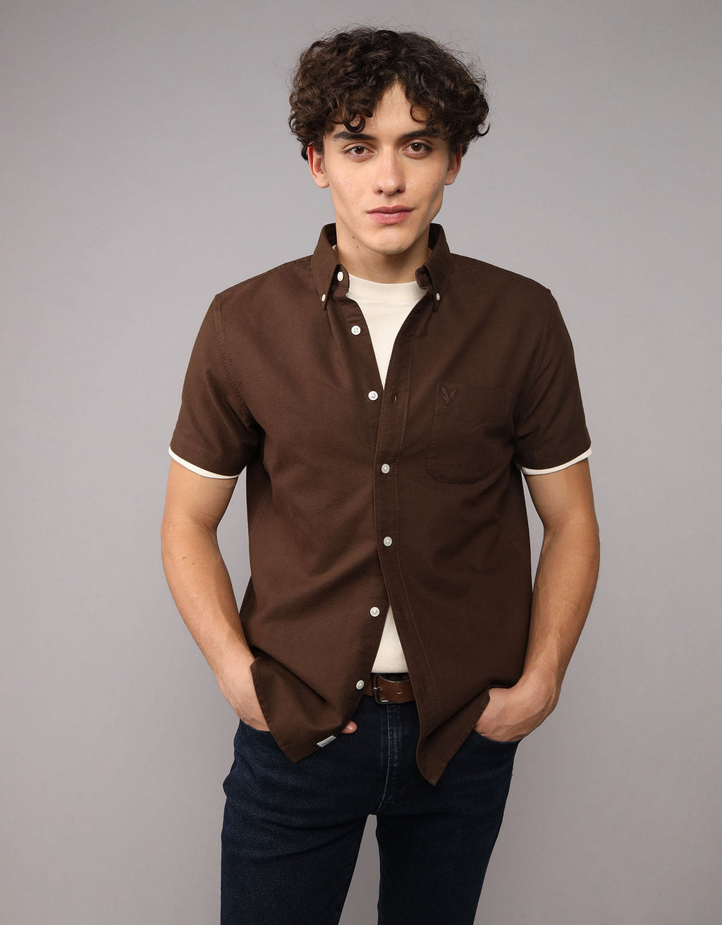 Camisa Manga Corta Ae - Café 2154_2728_285_of