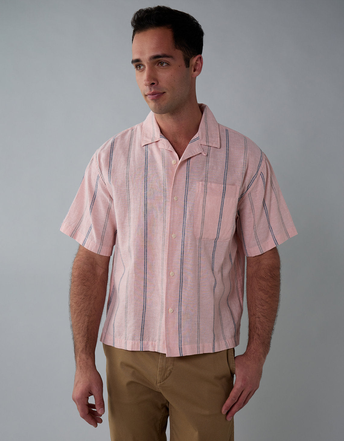 Camisa manga corta con rayas de hombre AE - Rosa 2154_2734_199_of