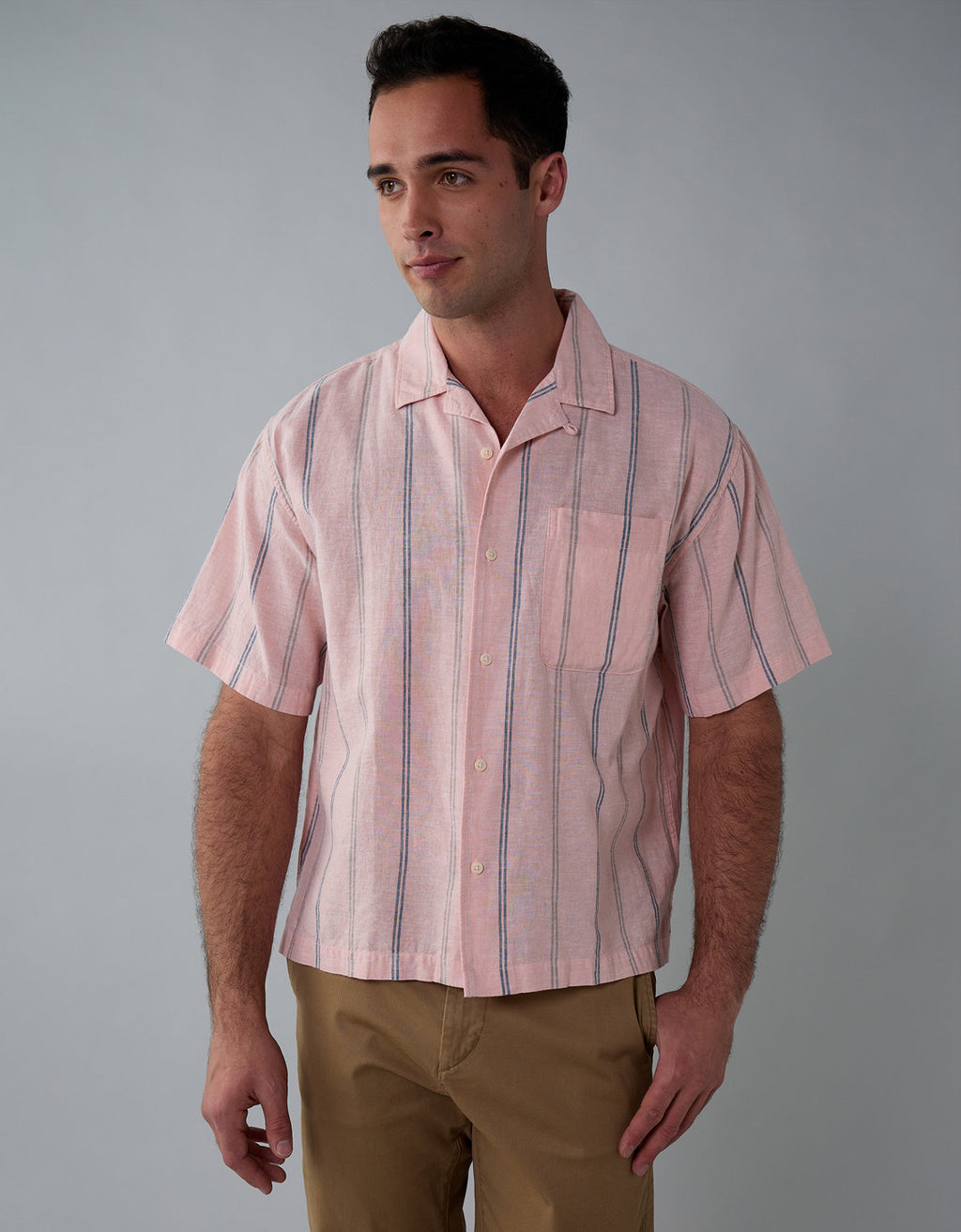 Camisa manga corta con rayas de hombre AE - Rosa 2154_2734_199_of
