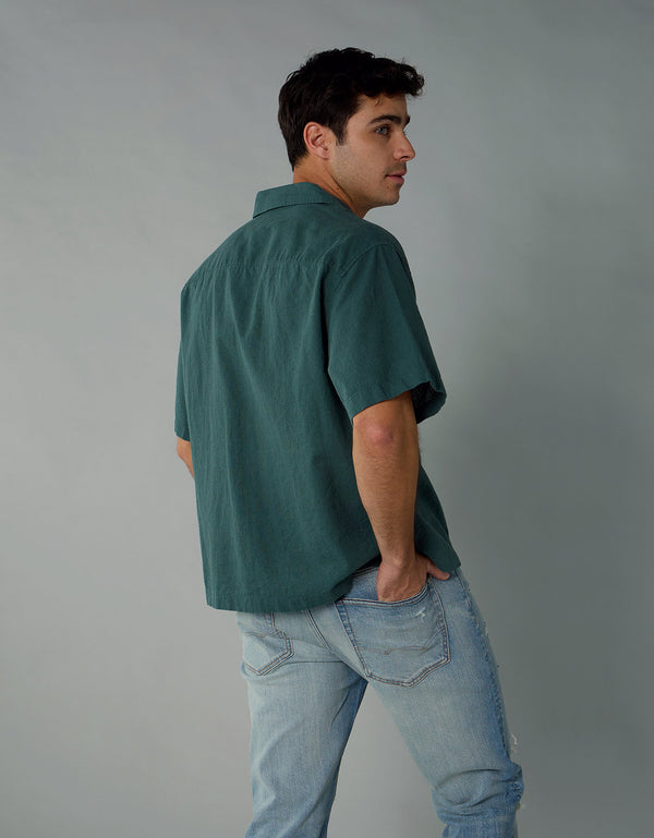 Camisa manga corta con rayas de hombre AE - Verde