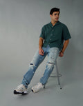 Camisa manga corta con rayas de hombre AE - Verde 2154_2734_395_of