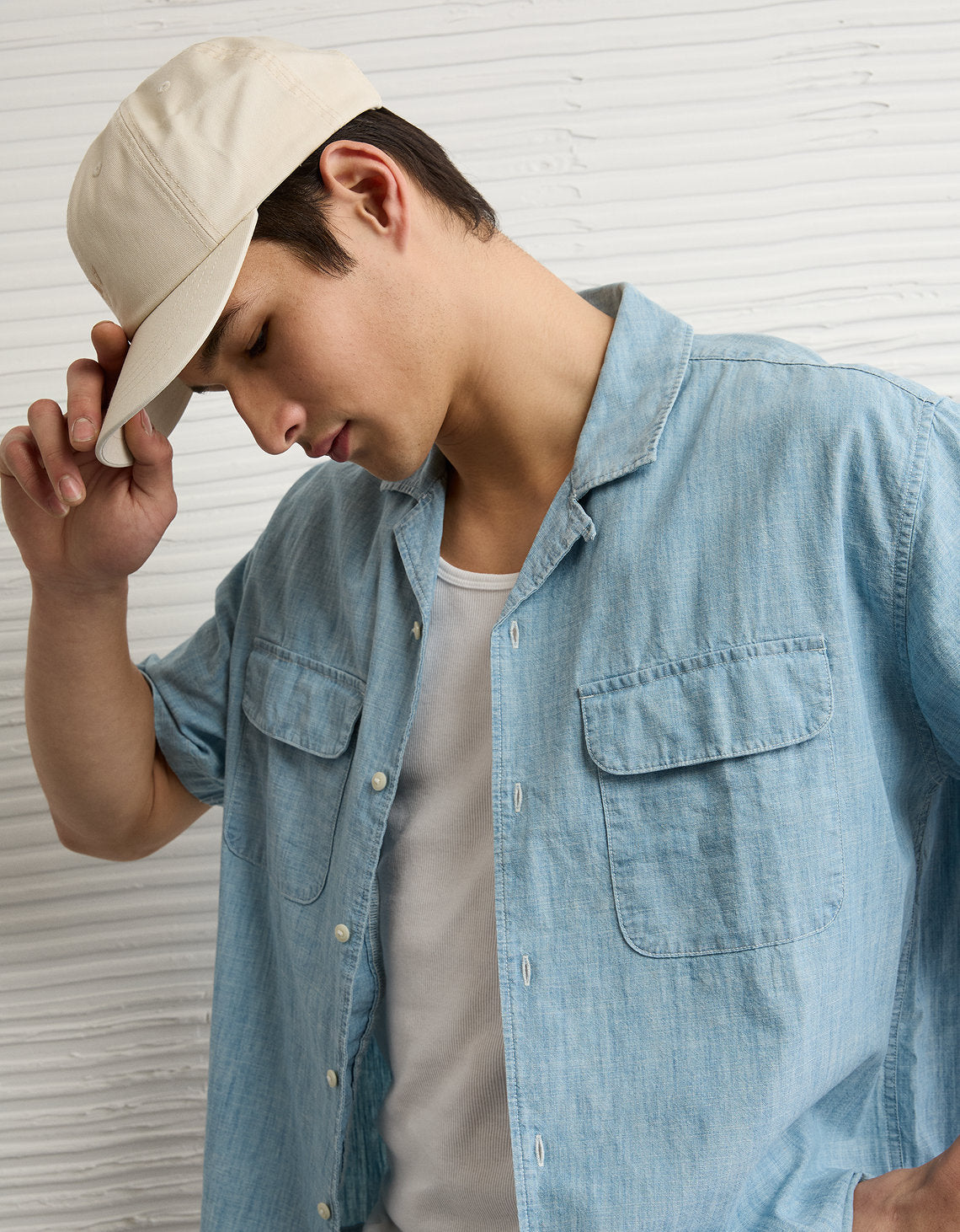 Camisa Camp Collar de manga corta y relaxed fit Ae - Azul 2154_3140_401_d2