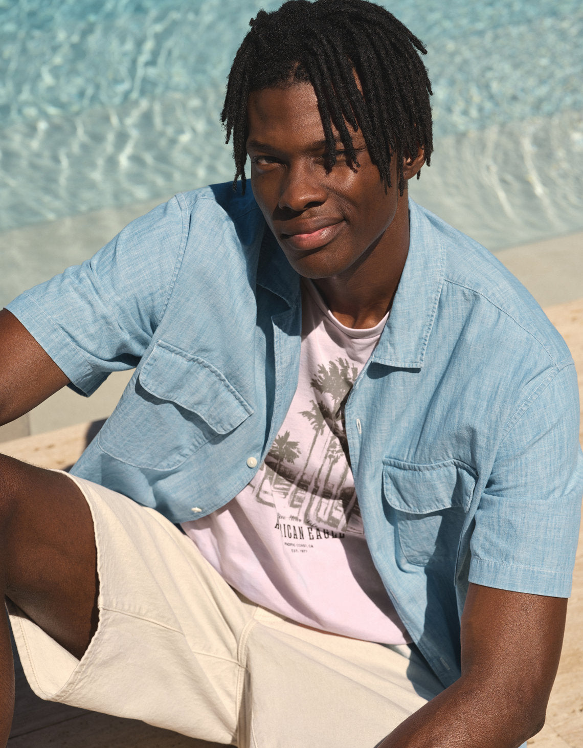 Camisa Camp Collar de manga corta y relaxed fit Ae - Azul 2154_3140_401_l1