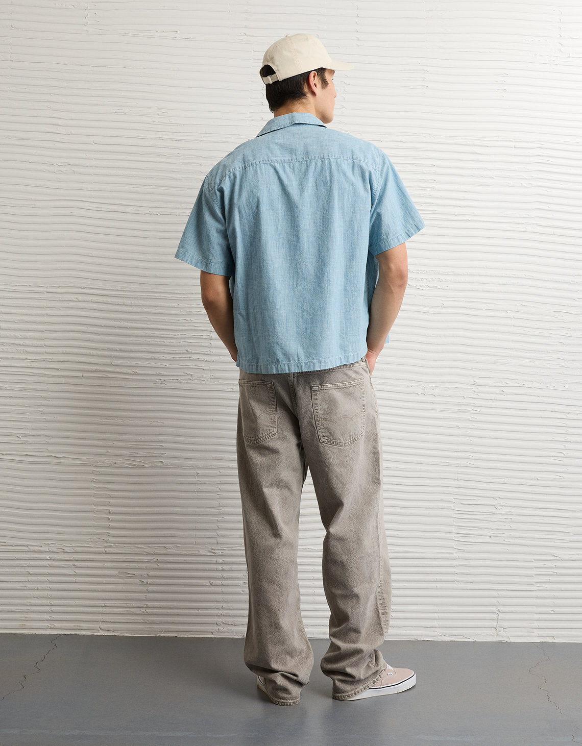 Camisa Camp Collar de manga corta y relaxed fit Ae - Azul 2154_3140_401_ob