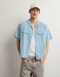 Camisa Camp Collar de manga corta y relaxed fit Ae - Azul 2154_3140_401_of