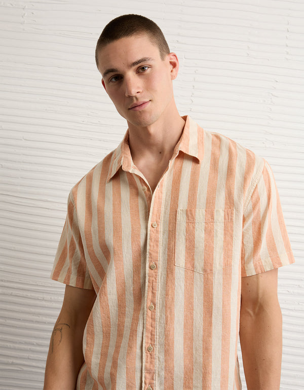 Camisa de lino con botones de ajuste estándar. - Naranja 2154_3155_800_os