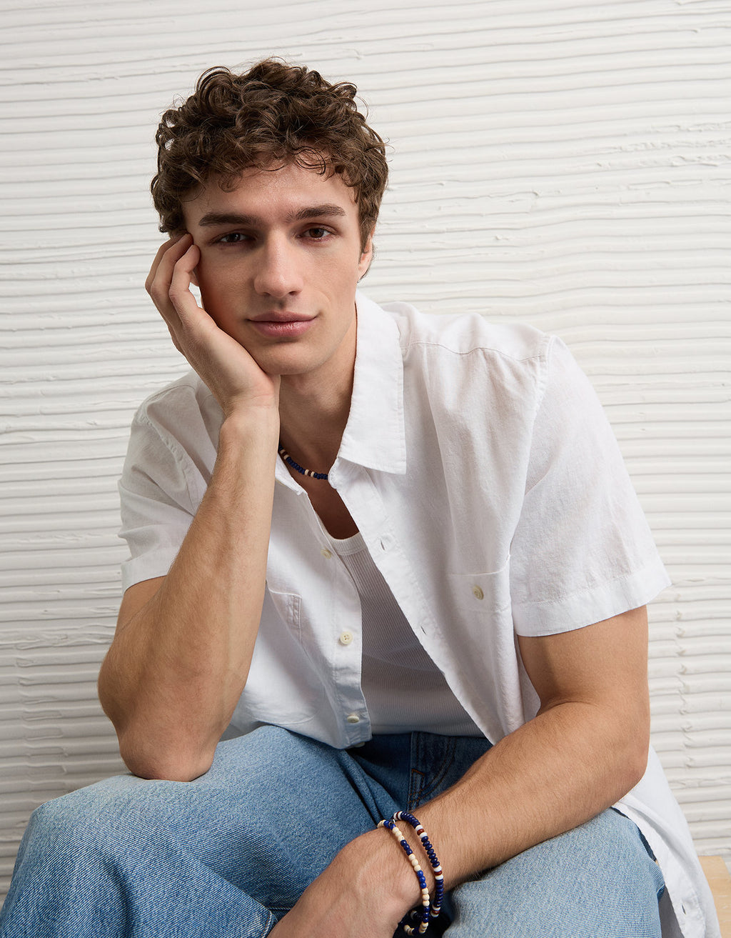 Camisa de lino con botones de ajuste estándar. - Blanco 2154_3157_100_d2