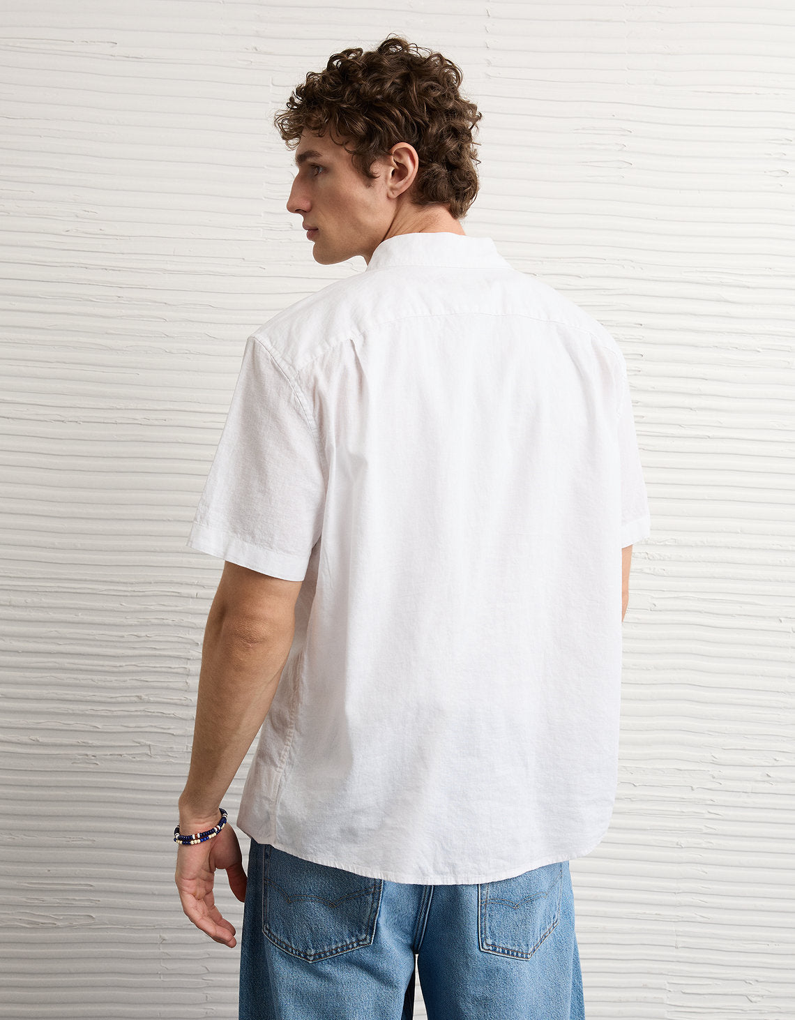 Camisa de lino con botones de ajuste estándar. - Blanco 2154_3157_100_ob