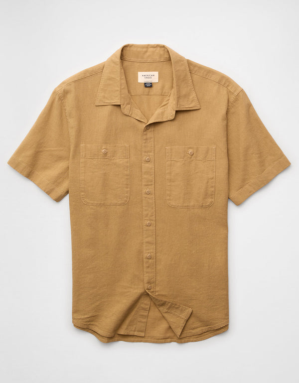 Camisa de lino con botones de ajuste estándar. - Generico