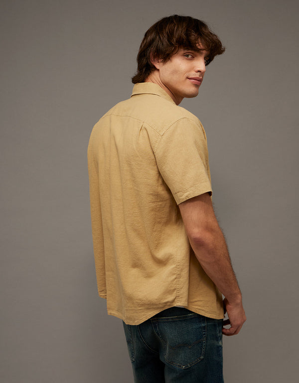 Camisa de lino con botones de ajuste estándar. - Generico 2154_3157_153_ob