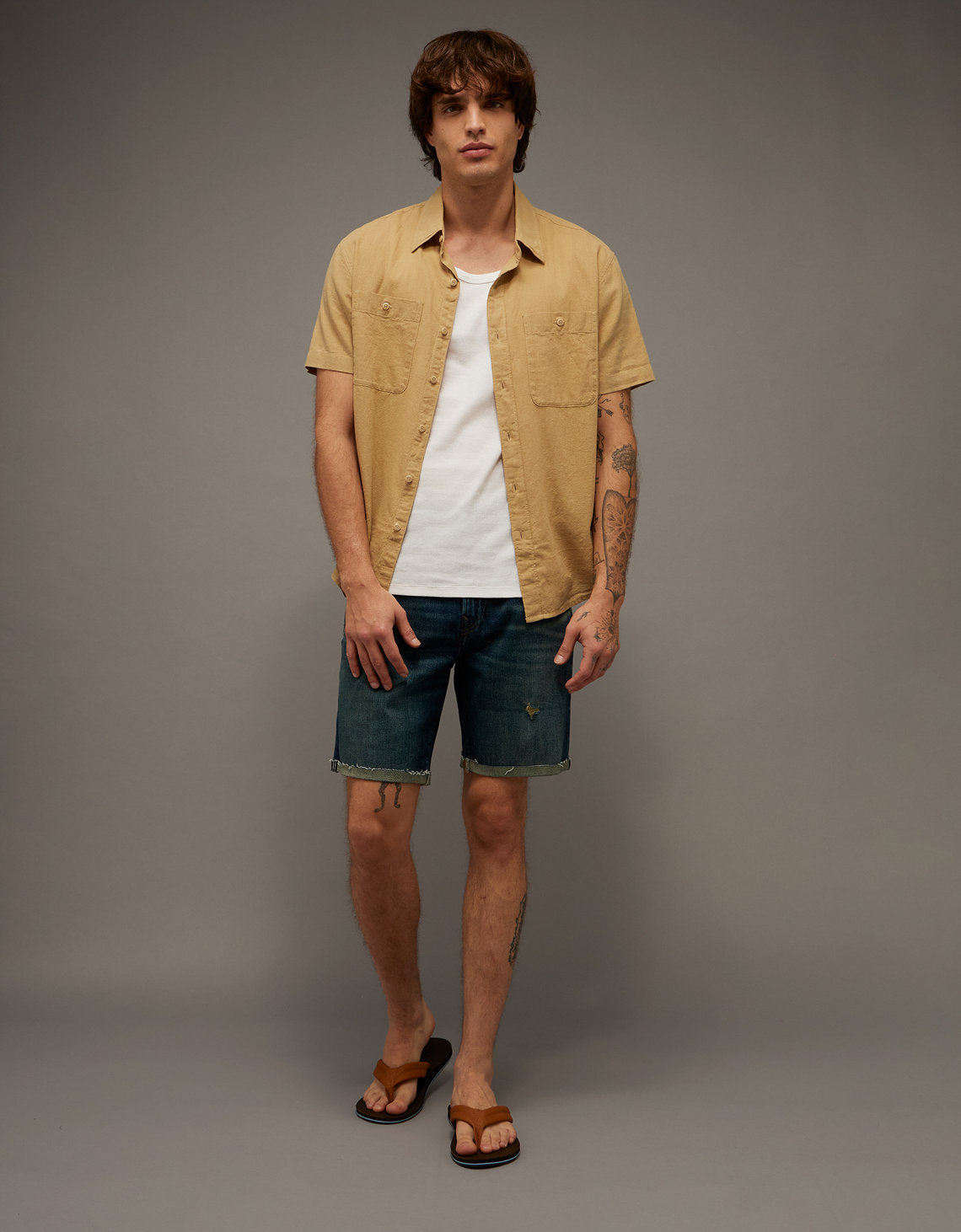 Camisa de lino con botones de ajuste estándar. - Generico 2154_3157_153_of
