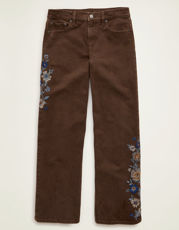 Jeans Stovepipe de talle alto de AE - Café