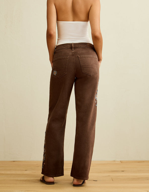 Jeans Stovepipe de talle alto de AE - Café