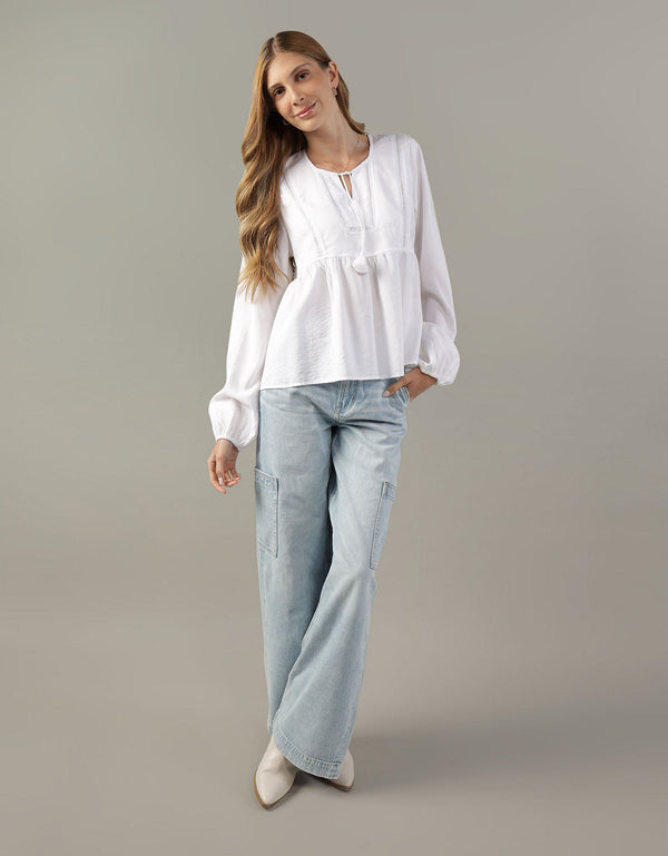 Blusa Ae con nudo al frente - Blanco