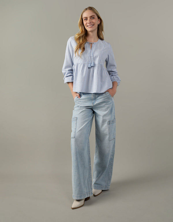 Blusa Ae con nudo al frente - Azul