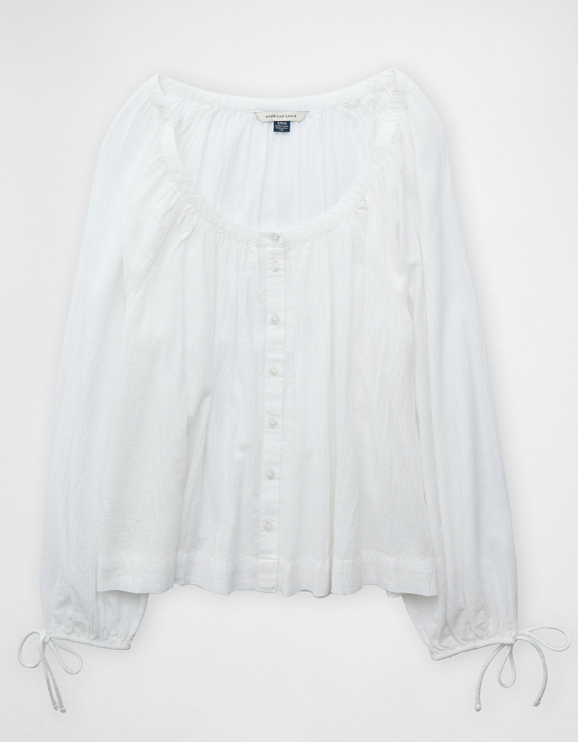 Blusa de Botones con Mangas de Lazo para Mujer - Blanco 2351_6135_100_f