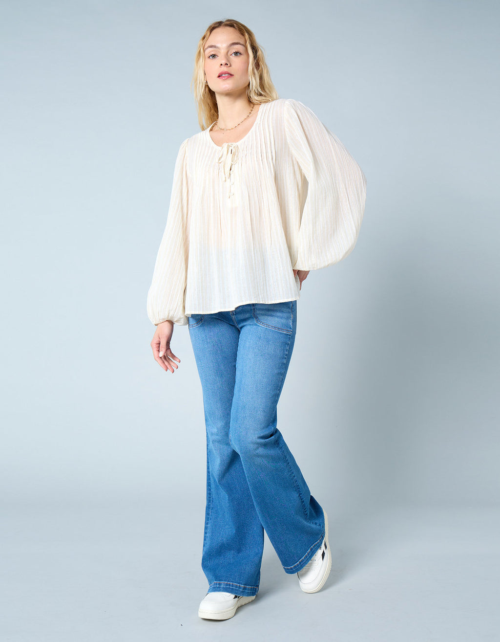 Blusa de manga larga con pliegues - Generico 2351_6303_207_of