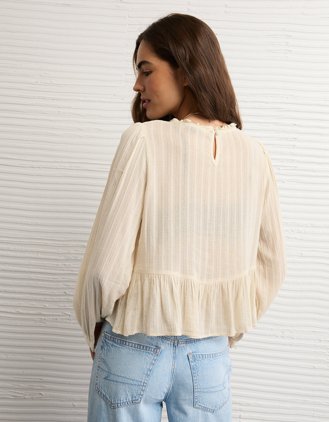 Blusa Babydoll con Cuello en V y Fruncido - Generico 2351_6496_106_ob