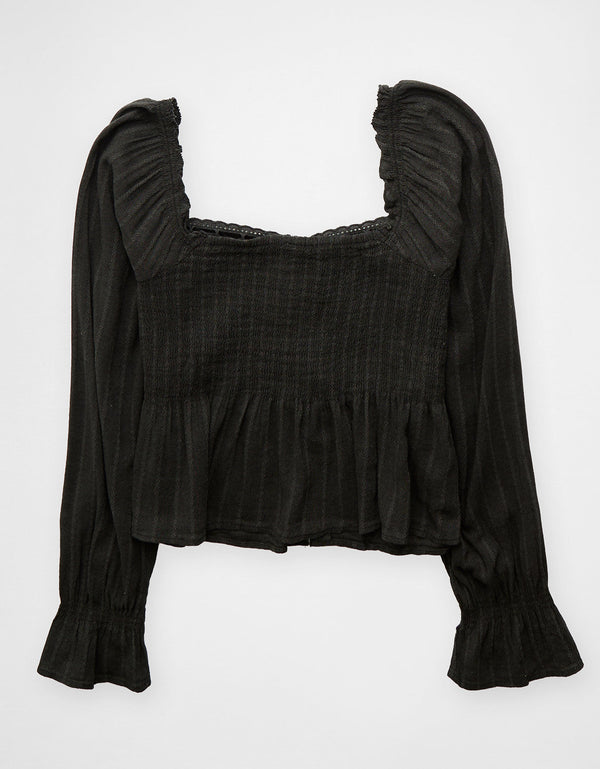 Top de bebé de manga larga Ae - Negro