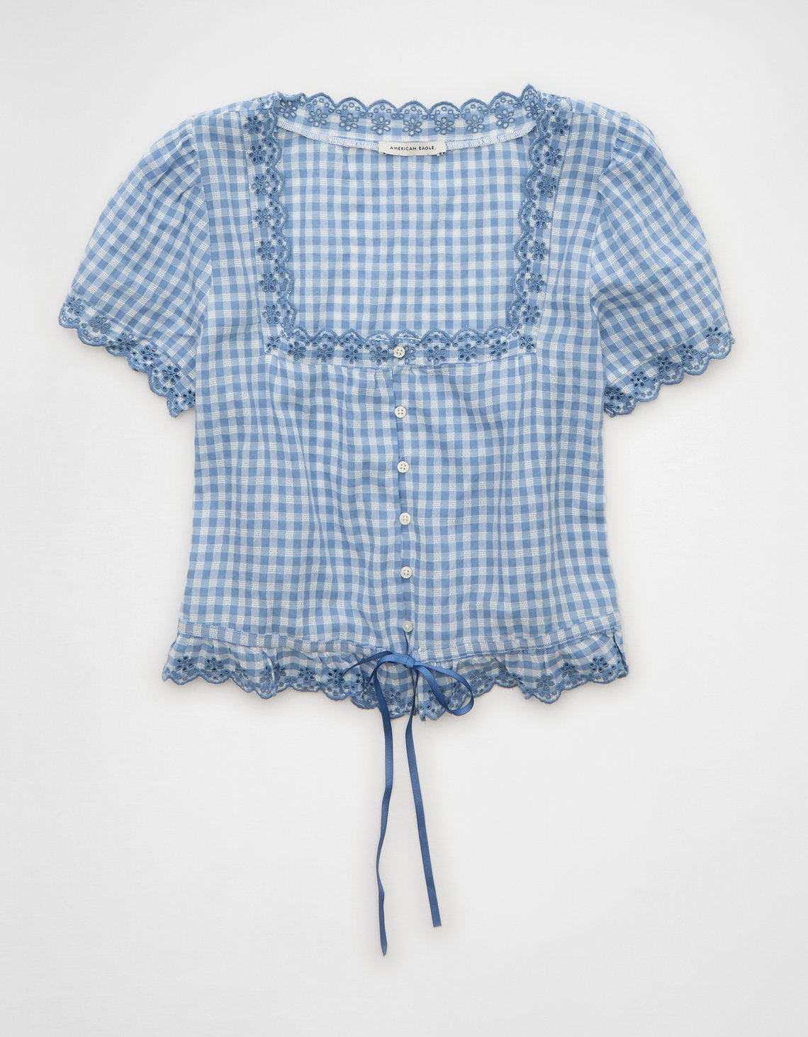 Blusa de manga corta con botones - Azul 2351_6741_400_f