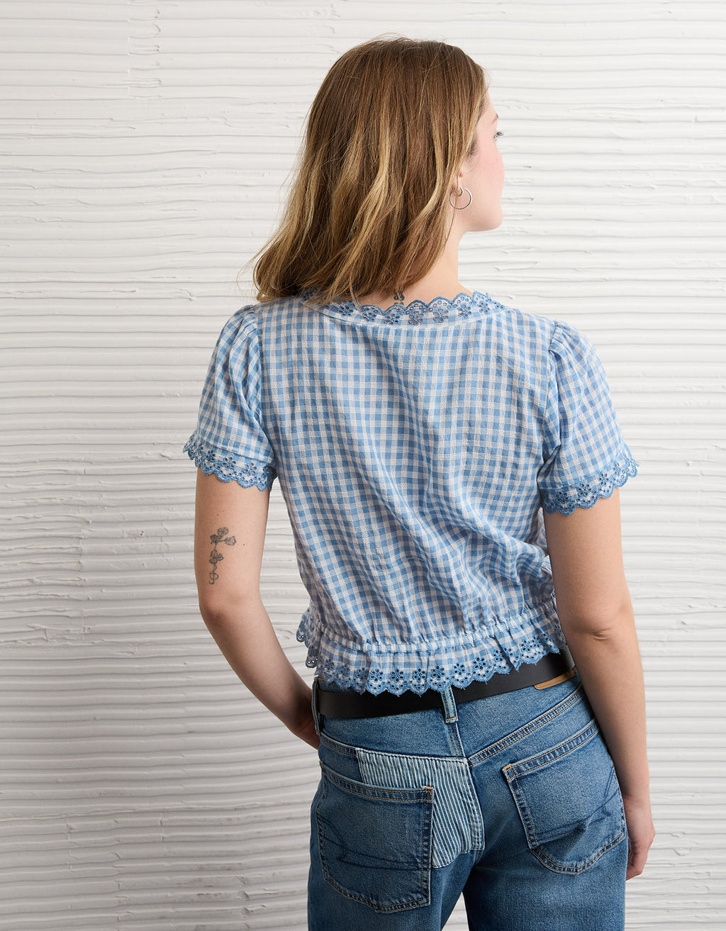 Blusa de manga corta con botones - Azul 2351_6741_400_ob