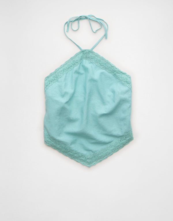 Top halter con bandana en lino Ae - Morado