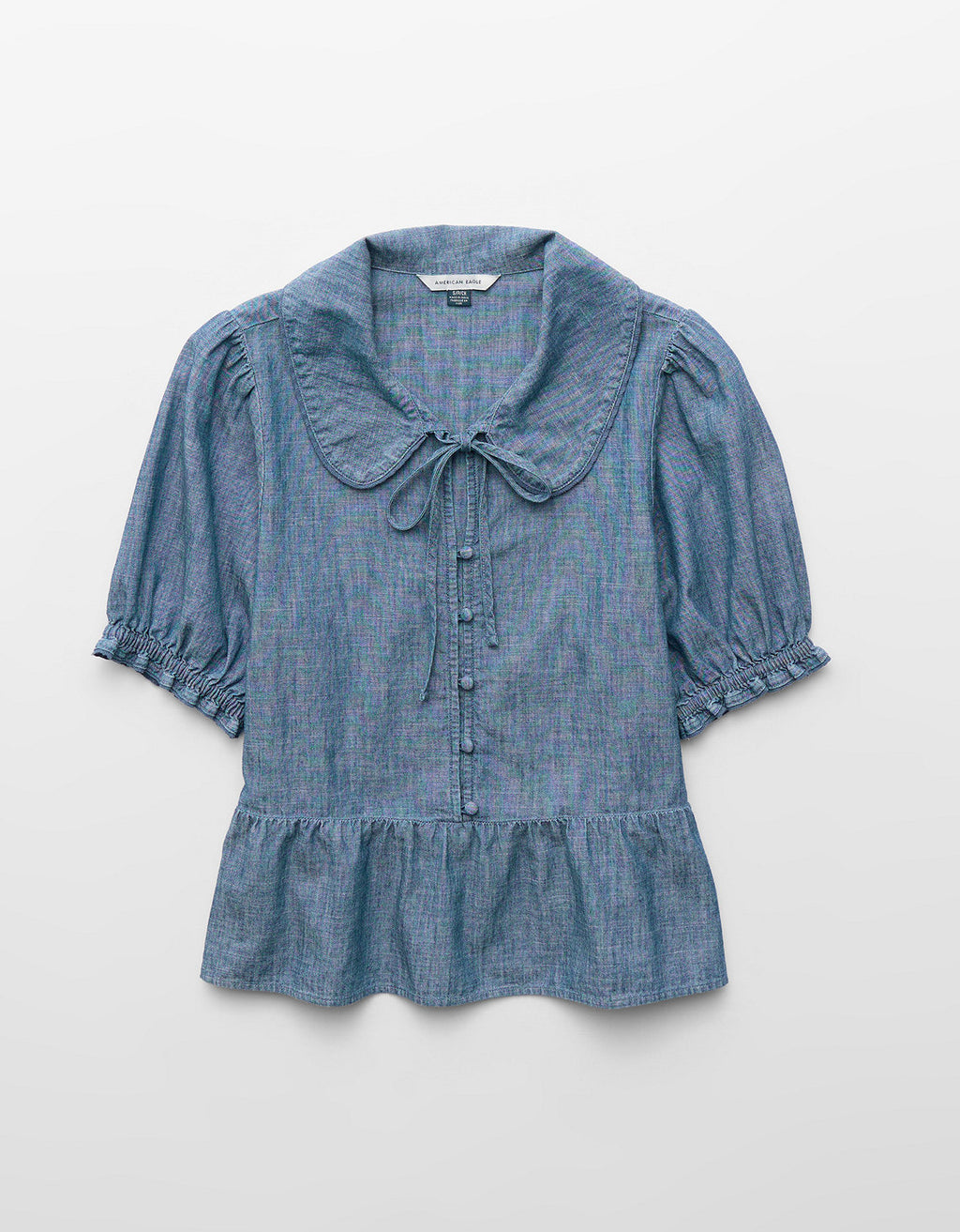 Top de manga abullonada de chambray - Azul 2351_7066_936_f