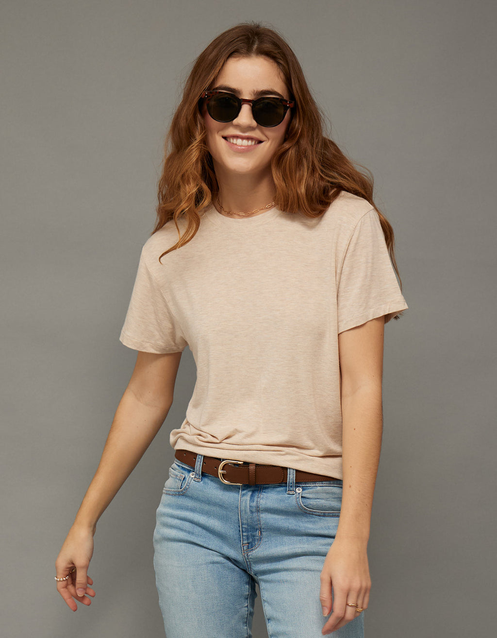 Camiseta Soft & Sexy cuello redondo Ae - Caqui 2370_1561_209_of
