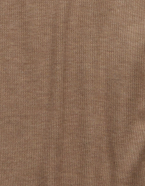 Camiseta de cuello redondo suave y sexy tipo waffle de AE - Caqui
