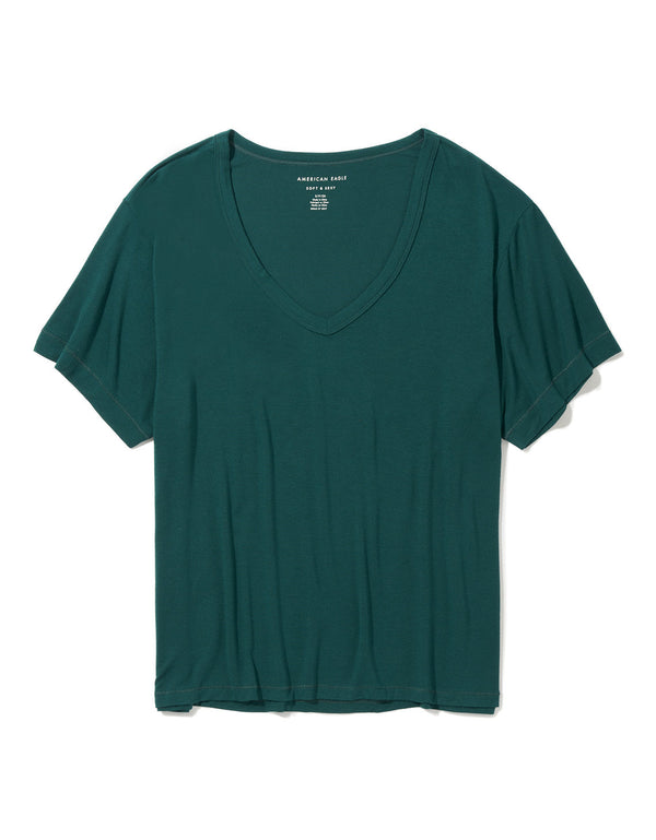 Camiseta cuello en V Ae  - Verde