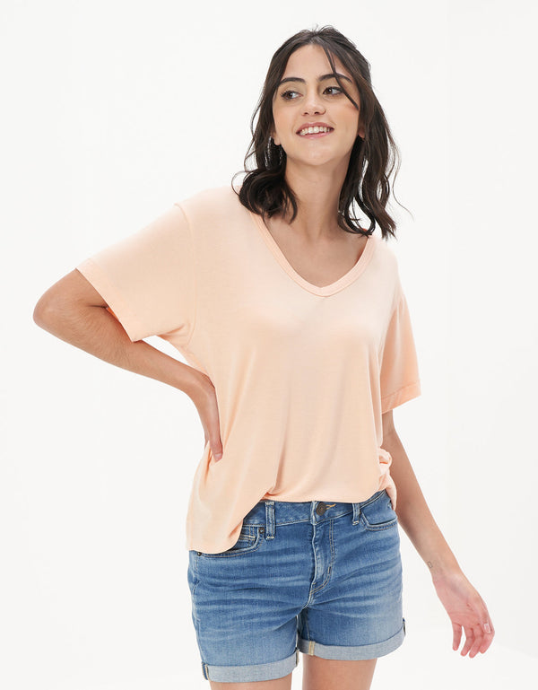 Camiseta cuello en V Ae  - Naranja