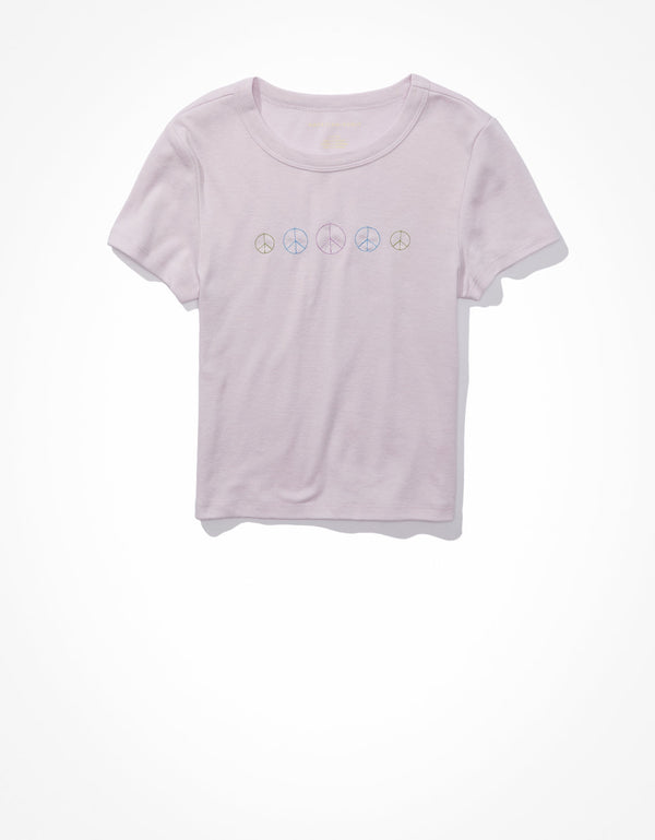 Camiseta Ae bordada corta - Morado