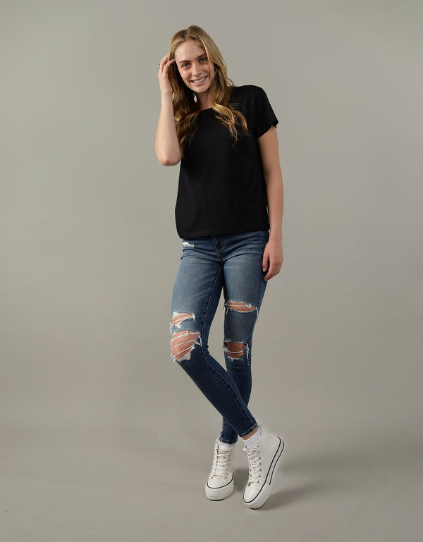 Camiseta Básica Manga Corta Mujer AE - Negro