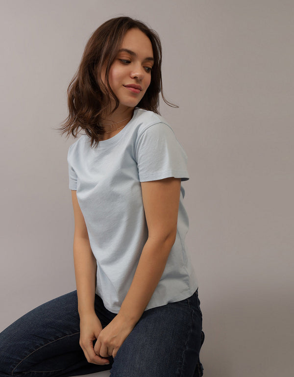 Camiseta Básica Manga Corta Mujer AE - Azul
