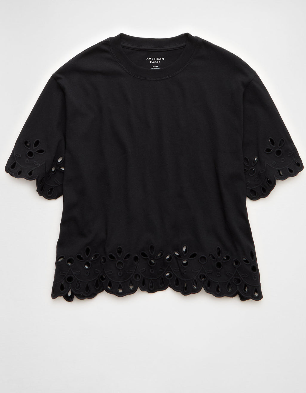 Camiseta Boxy Oversized con Ojal Ae - Negro 2372_1112_073_f
