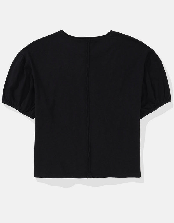 Camiseta de Manga Abullonada Ae - Negro