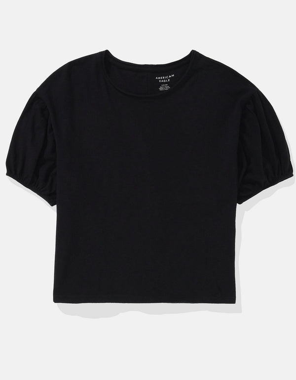 Camiseta de Manga Abullonada Ae - Negro