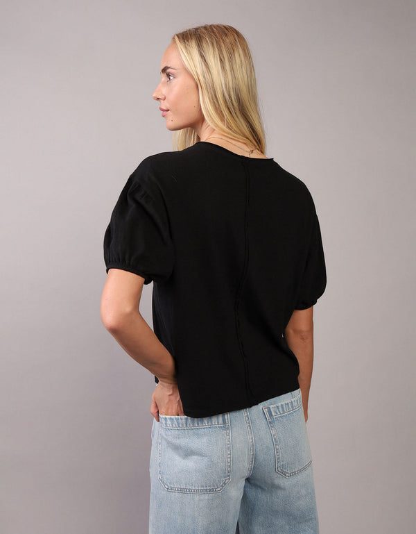 Camiseta de Manga Abullonada Ae - Negro