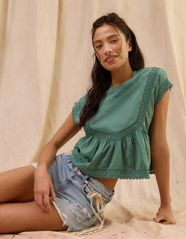 Camiseta con ribete de encaje Ae Sunchaser - Verde