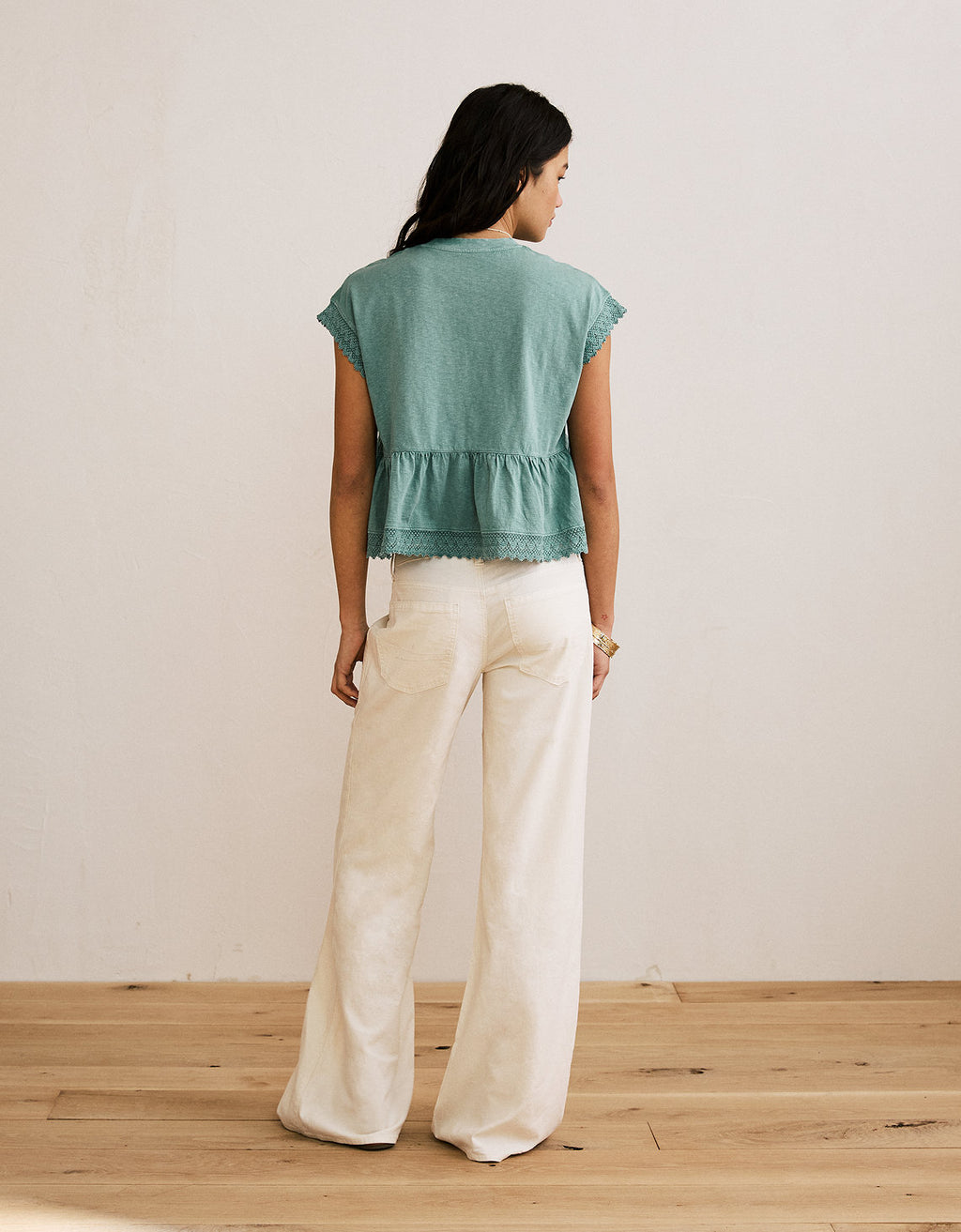 Camiseta con ribete de encaje Ae Sunchaser - Verde 2372_1604_299_ob