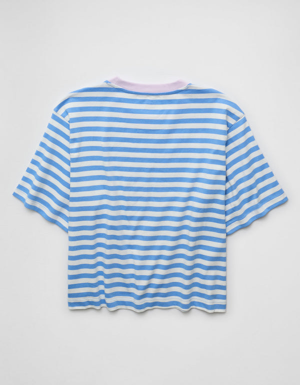 Camiseta a rayas tipo Boxy Ae - Azul