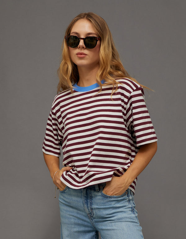 Camiseta a rayas tipo Boxy Ae - Generico