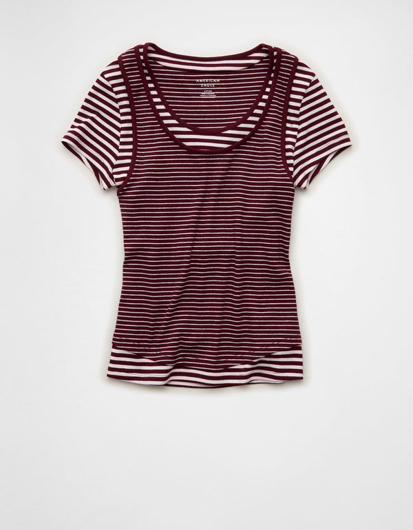Camiseta Doblemente Bonita Ae - Vinotinto