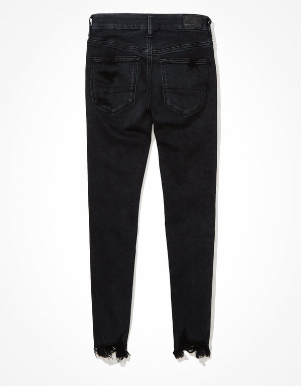 Jegging AE Forever Soft con rotos de tiro alto crop - Negro