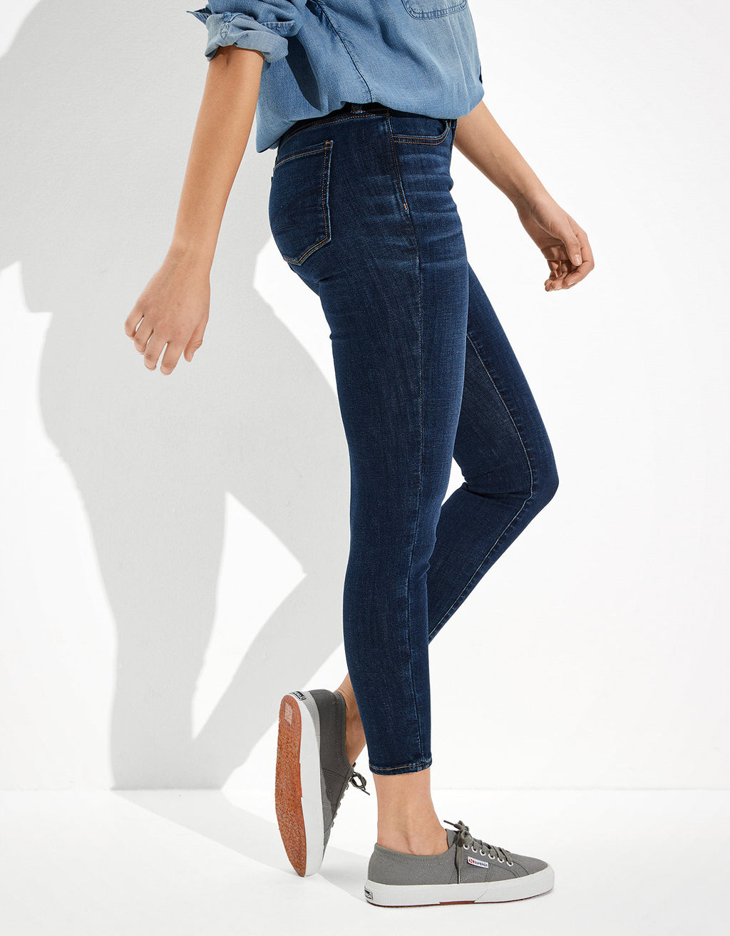 Jegging corto Ae Ne(x)t Level tiro alto - Azul 2433_3767_738_os