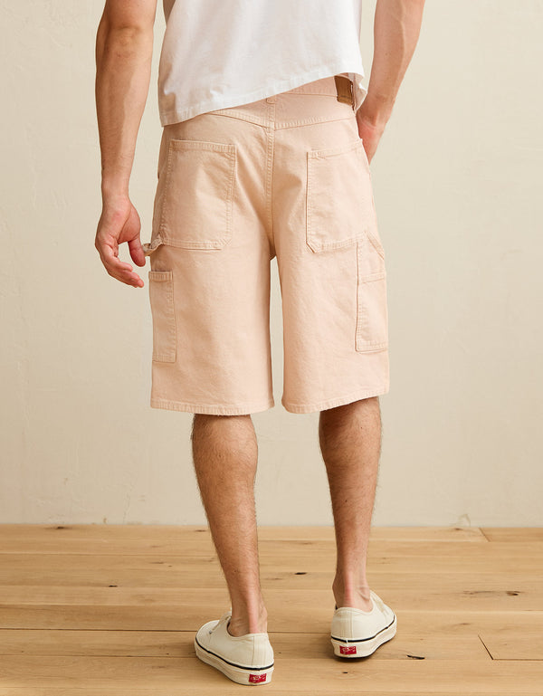 Short Baggy tipo carpintero en denim Ae - Rosa