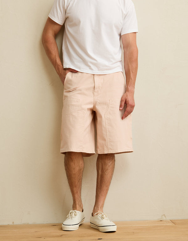 Short Baggy tipo carpintero en denim Ae - Rosa