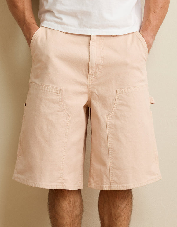 Short Baggy tipo carpintero en denim Ae - Rosa