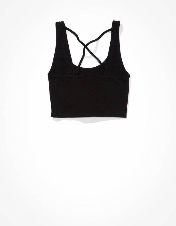 Cami AE de cuello redondo súper recortado - Negro