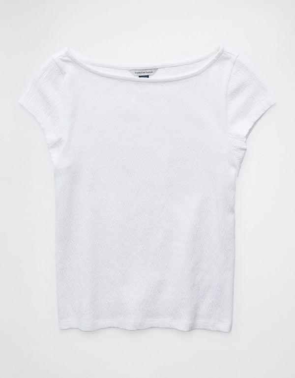Camiseta Texturizada con Cuello en V Ae - Blanco